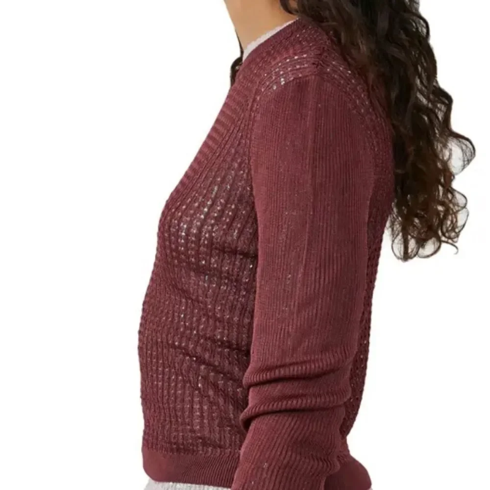 Free People H20 Crewneck Sweater in Raw Garnet BNWT
